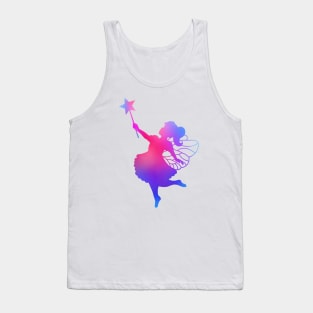 Pink to Blue Ombre Fairy Girl Silhouette Tank Top